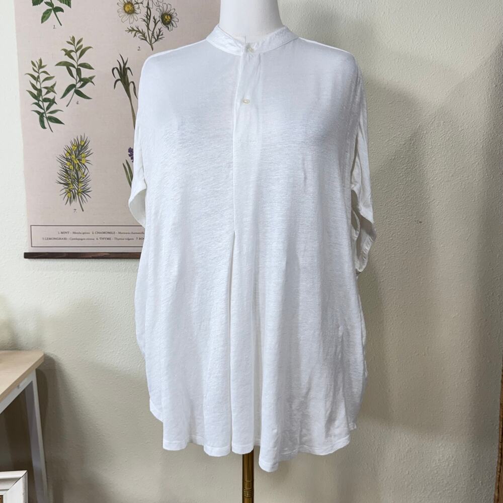 J.McLaughlin Oversized Linen Slouchy Tunic Top Coastal Lagenlook Boho Beach L